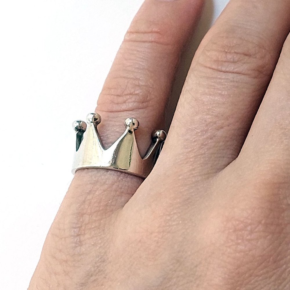 925 Sterling Silver Crown Ring – Size 6.25 - Minimalist Clean Design